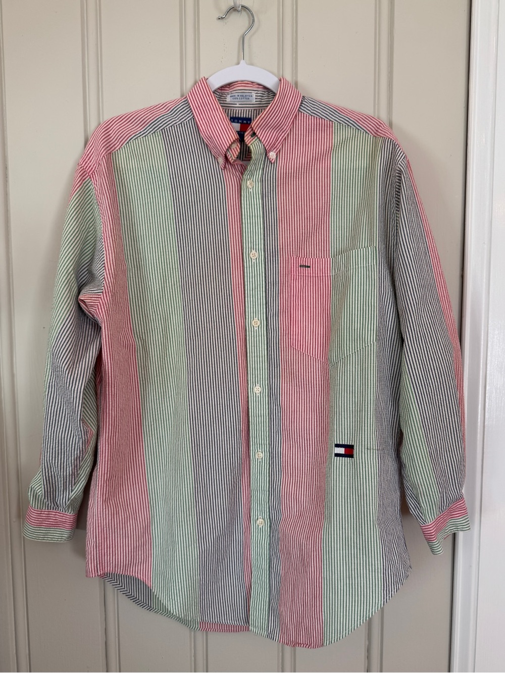 Vintage Y2K Tommy Hilfiger Mens Small Button Down striped cotton lightweight